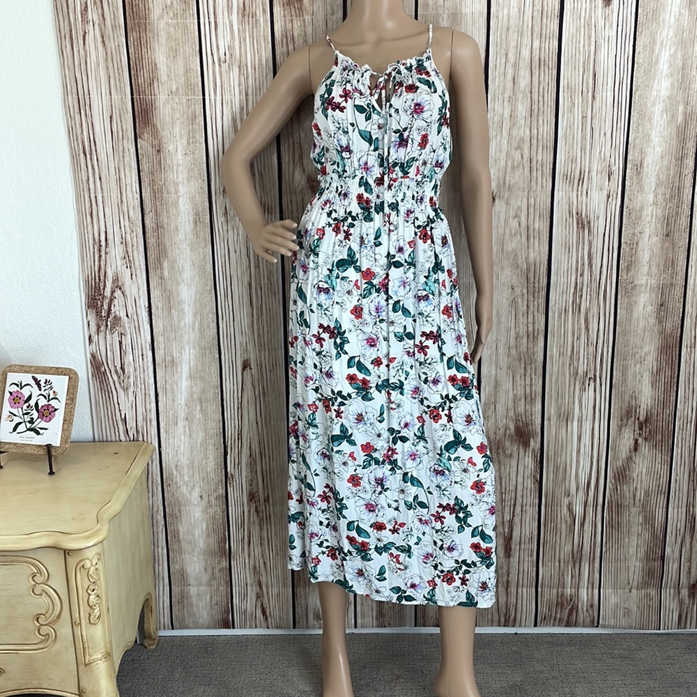 Favlux Fashion White Stretchy Floral Maxi Dress with White Lining Med - Picture 2 of 12